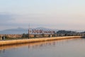 Bibinie, D-Marina, Croatia - sept 9 2018: Logo at the etnrance in mediterranean marina near Sukosan town. Adriatic sea of Mediterr