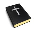 Bible book and silver cross