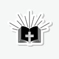 Bible book sticker icon isolated on gray background