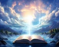 the Bible Book the stream of life , light Royalty Free Stock Photo