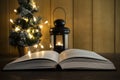 Bible book in Christmas time Royalty Free Stock Photo