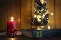 Bible book in Christmas time Royalty Free Stock Photo