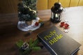 Bible book in Christmas time Royalty Free Stock Photo