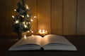 Bible book in Christmas time Royalty Free Stock Photo