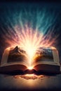 The Bible Book the Word of God Creation Genesis with Light Effects Generative AI Illustration