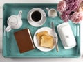 Bible on a Breakfast Tray Ready for a Personal Bible Study Royalty Free Stock Photo