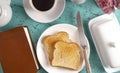Bible on a Breakfast Tray Ready for a Personal Bible Study Royalty Free Stock Photo