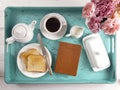 Bible on a Breakfast Tray Ready for a Personal Bible Study Royalty Free Stock Photo