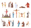 Bible characters. Historical antique holy people vector illustrations collection