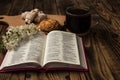 Bible and coffee Royalty Free Stock Photo