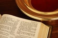 Bible and Collection Plate Royalty Free Stock Photo