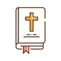 Bible color line icon. The account of God`s action in the world, and his purpose with all creation. Pictogram for web page, mobil Royalty Free Stock Photo