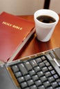 Bible and computer Royalty Free Stock Photo