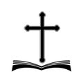 Bible and cross . Cross and bible logo.
