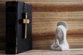 Bible, cross and mary Royalty Free Stock Photo