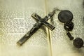 Bible and cross religious concept image