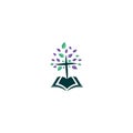 Bible Cross Tree Church Logo Design.