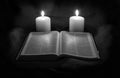 Bible, Crucifix and Two Candles Royalty Free Stock Photo