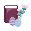 Bible with eggs of easter and flowers Royalty Free Stock Photo