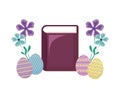 bible with eggs of easter and flowers Royalty Free Stock Photo