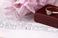 Bible and engagement ring Royalty Free Stock Photo