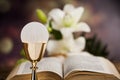 Bible, Eucharist, sacrament of communion background Royalty Free Stock Photo