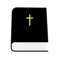 Bible icon. Black book. Yellow cross. Religion background. Simple flat design. Vector illustration. Stock image. Royalty Free Stock Photo