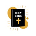 Bible icon vector illustration on white background. Bible book with abstract shape in background. Christianity logo concept