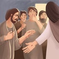 Bible Illustration about resurrection of Jesus Christ and appearance to disciples and apostles