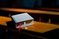 Bible lies on Kneelers in the Church Royalty Free Stock Photo