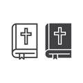 Bible line and glyph icon, easter and holiday