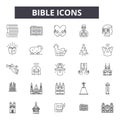 Bible line icons for web and mobile design. Editable stroke signs. Bible outline concept illustrations