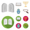 Bible, menorah, hamsa, orthodox cross.Religion set collection icons in cartoon,flat style vector symbol stock