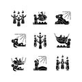 Bible narratives black glyph icons set on white space