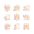 Bible narratives gradient linear vector icons set