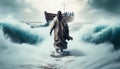 Bible narratives about Jesus walking on water. The disciples saw Jesus walking on the water in the storm. Christian bible Royalty Free Stock Photo