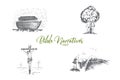 Bible narratives - Noahs ark, Adam and Eve, Jesus Christ vector concept set Royalty Free Stock Photo