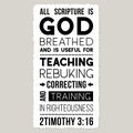 Bible quote from 2 Timothy, All Scripture is God-breathed and is useful for teaching, rebuking, correcting and training in