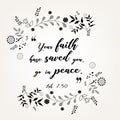 Bible quote verbs in floral wreath design Royalty Free Stock Photo