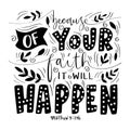 Bible Quote. Because Of Your Faith It Will Happen.