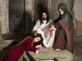 Bible scene with Mary of Bethany Royalty Free Stock Photo