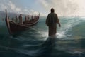 Bible scene river art. Generate Ai Royalty Free Stock Photo