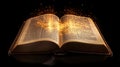 Bible, Shining Holy Bible on the wooden table. Generative Ai