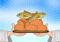 Five breads and two fishes Royalty Free Stock Photo