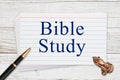 Bible Study message on white paper index cards Royalty Free Stock Photo