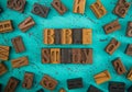 Bible Study Spelled in Wooden Type Set Block Letters