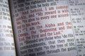 Bible text I am the Alpha and the Omega Royalty Free Stock Photo