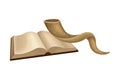 Bible or Torah and Horn as Israel National Attribute Vector Illustration