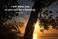 Bible Verse Inspirational Quote - I Will Bless You So You Will Be A Blessing. Genesis 12:2 With Golden Sunrise And Sun Star