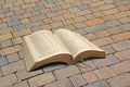 Bible on vintage cobbled path